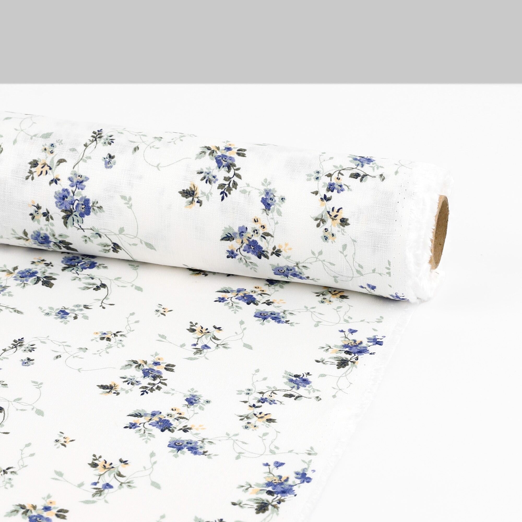 Flirty Floral Linen - Periwinkle