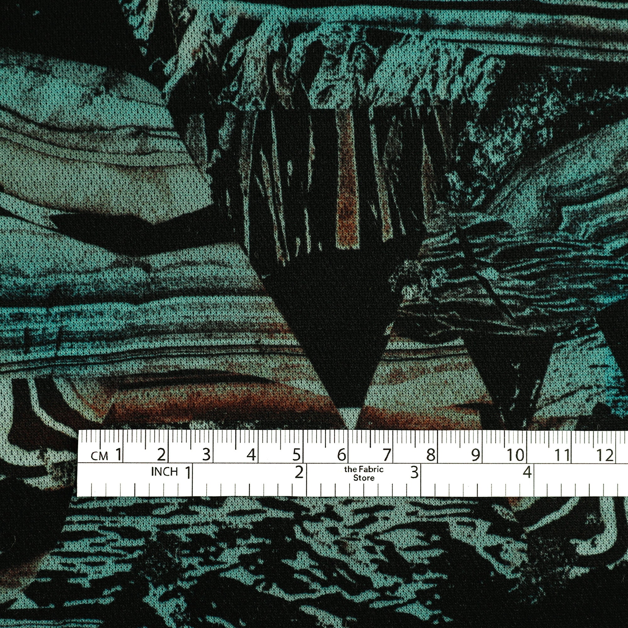Strata Mountains Printed Poly / ZQ Merino - Jade