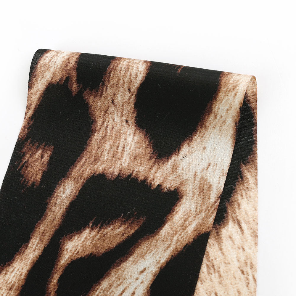 Leopard Print Poly Satin - Brown