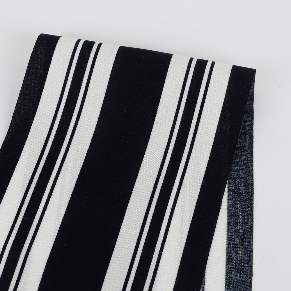 Awning Stripe Rayon Challis - Midnight