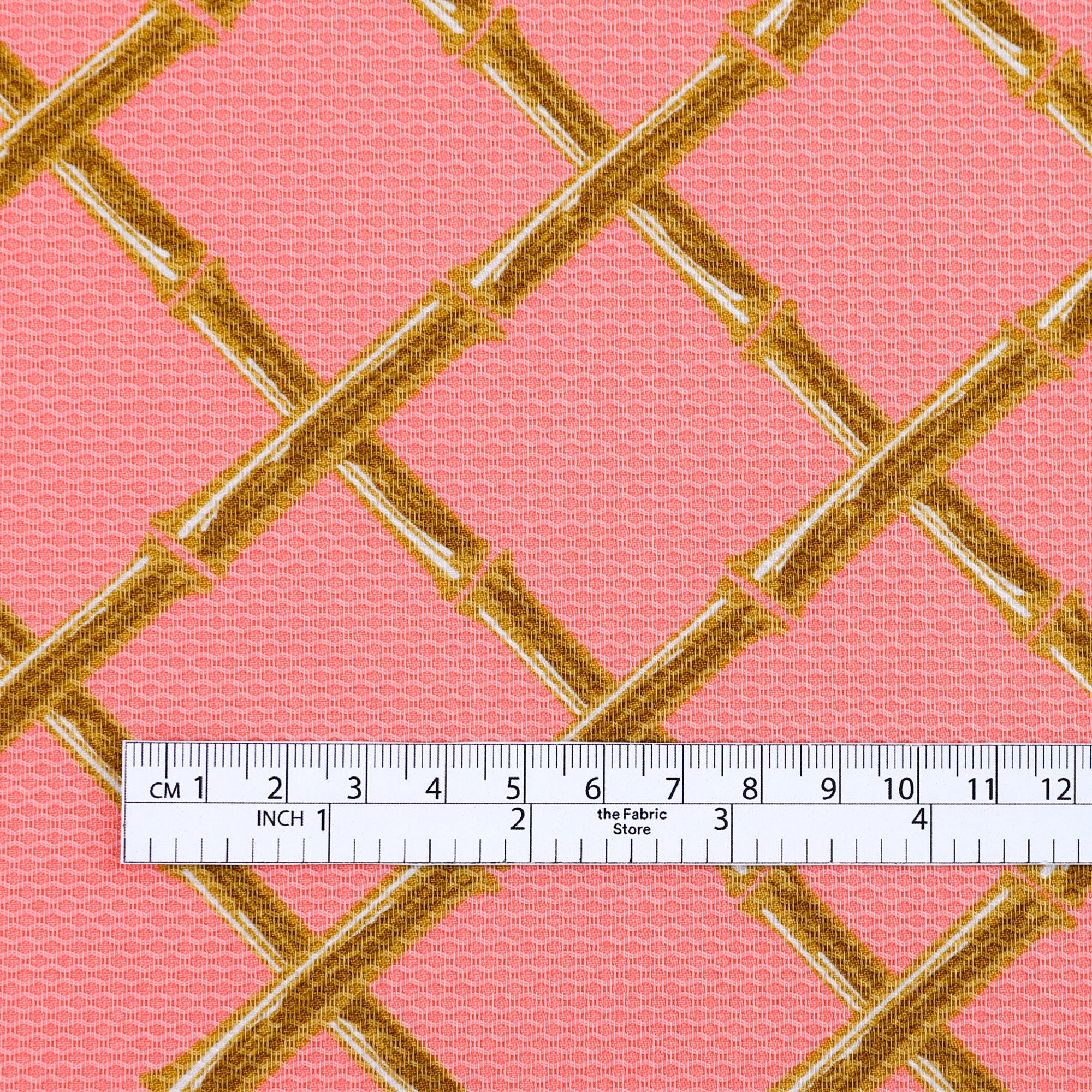 Bamboo Trellis Textured Cotton - Flamingo
