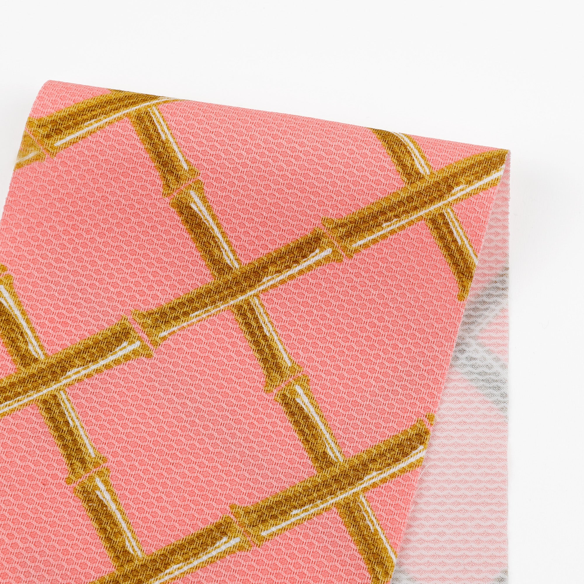 Bamboo Trellis Textured Cotton - Flamingo