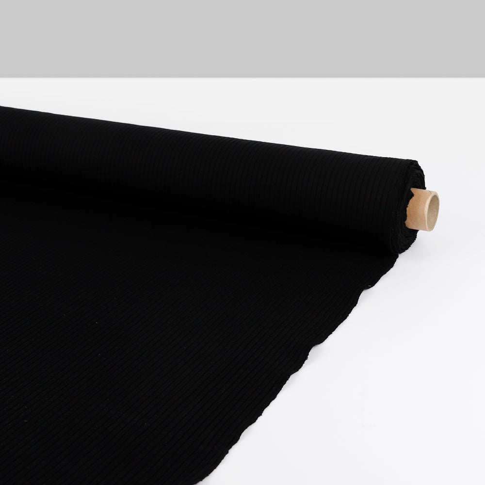 Stretch Viscose / Nylon 6x4 Rib - Black
