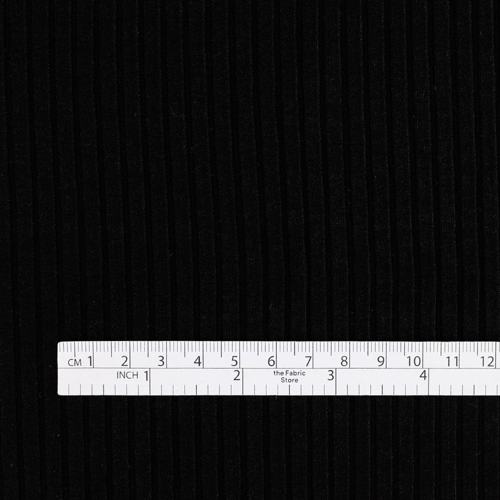 Stretch Viscose / Nylon 6x4 Rib - Black
