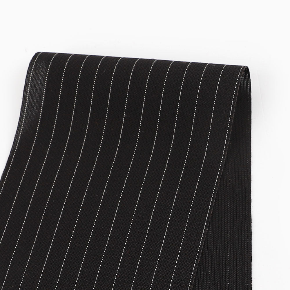 Semi-Sheer Pinstripe Poly Suiting - Black