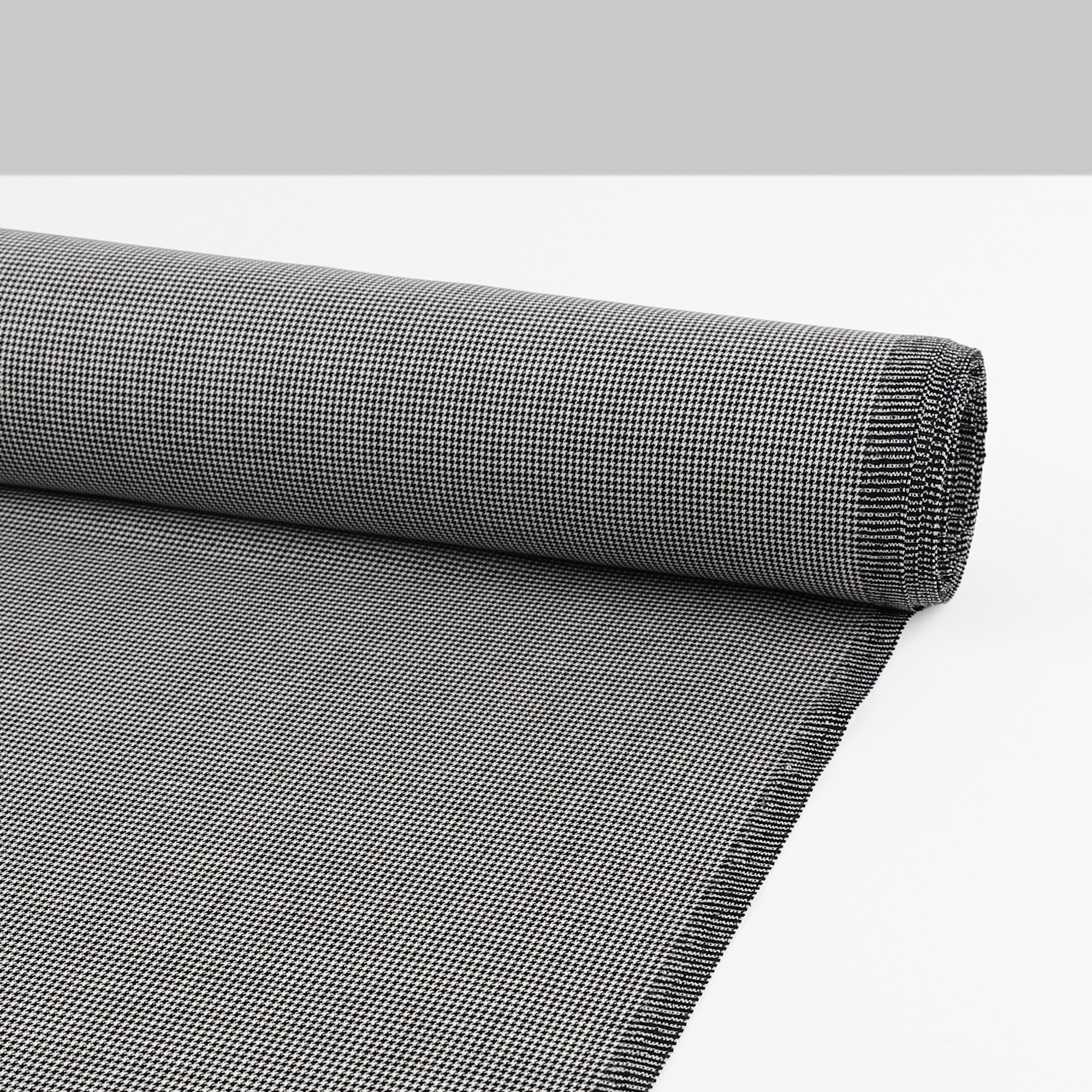 Mini Houndstooth Wool Suiting - Black / White
