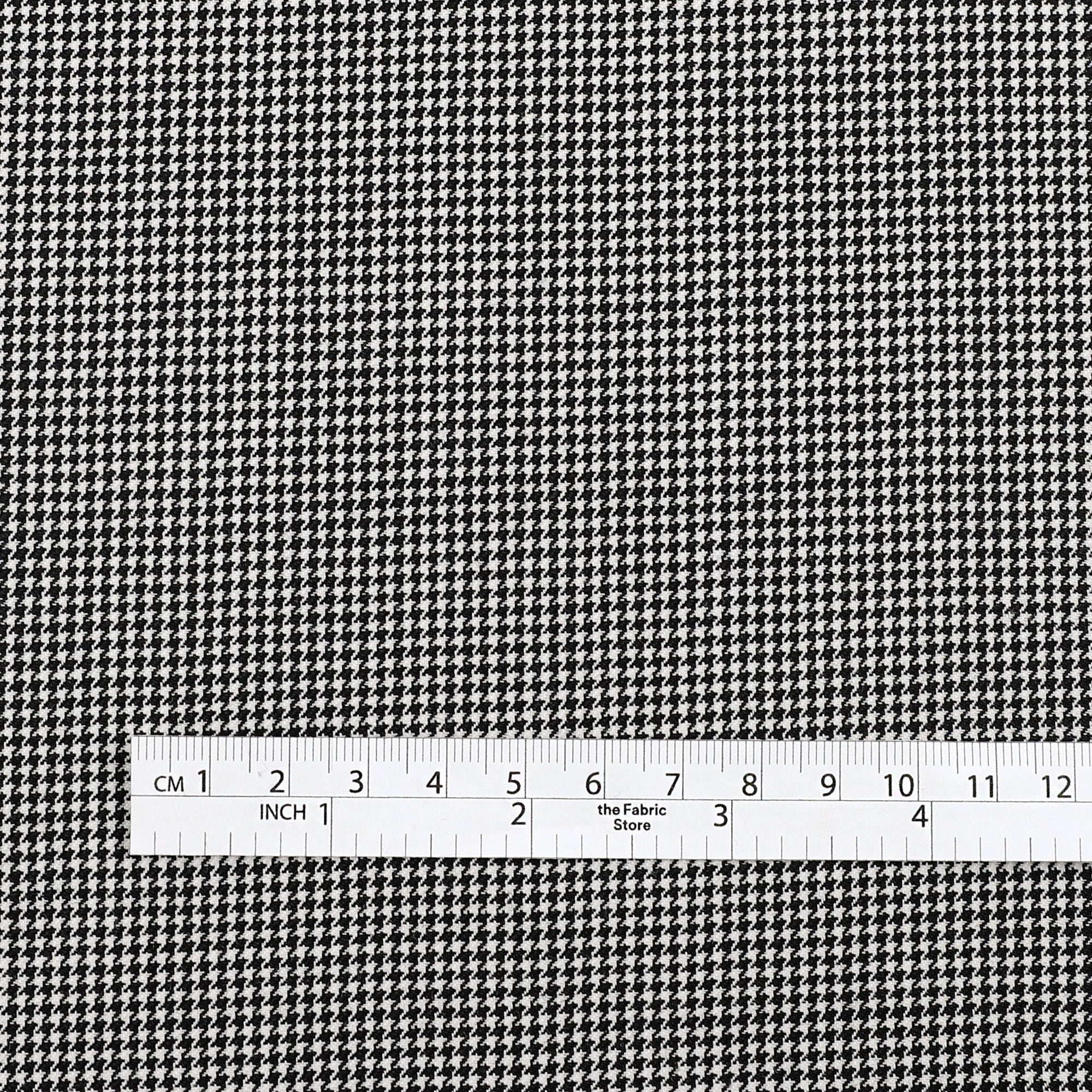 Mini Houndstooth Wool Suiting - Black / White