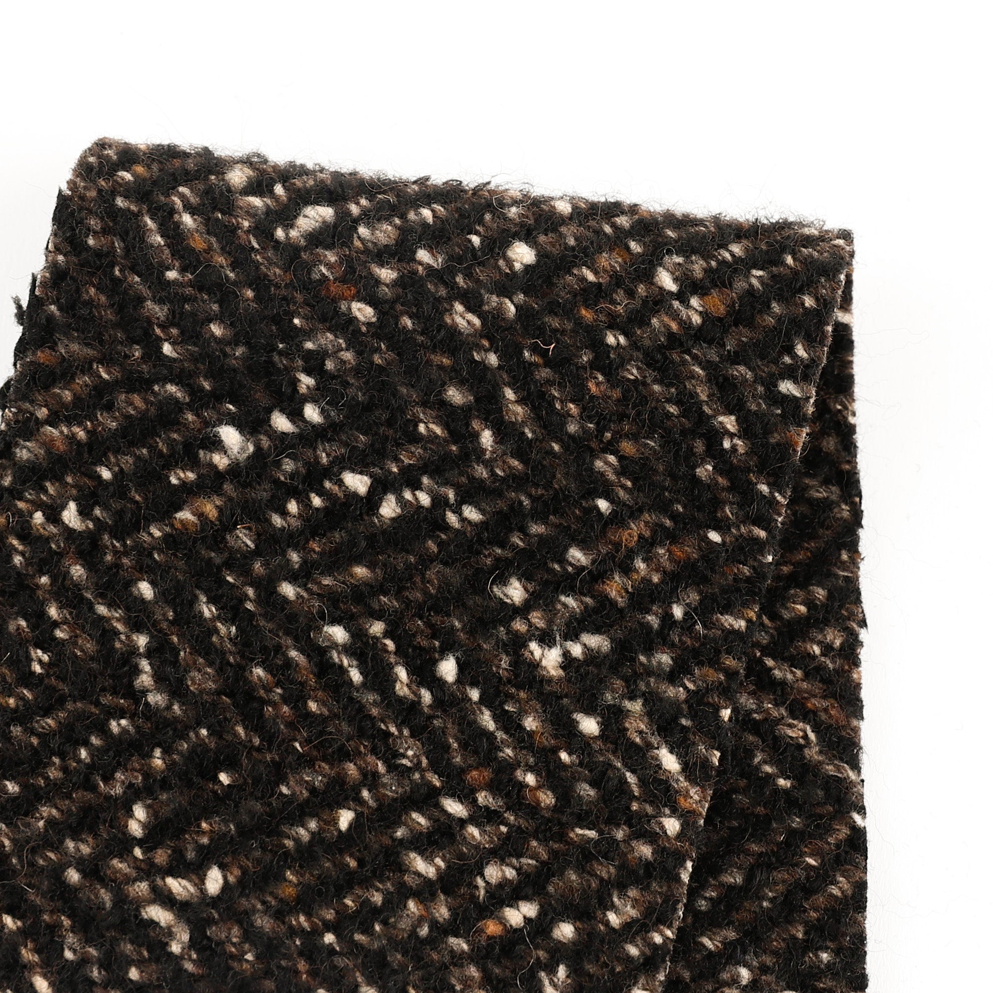 Herringbone Fuzzy Tweed Coating - Black / Brown