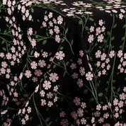 Fairy Foxglove Appliqué Satin - Black