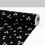 Cute Flower Slubby Cotton - Black