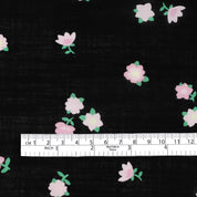 Cute Flower Slubby Cotton - Black
