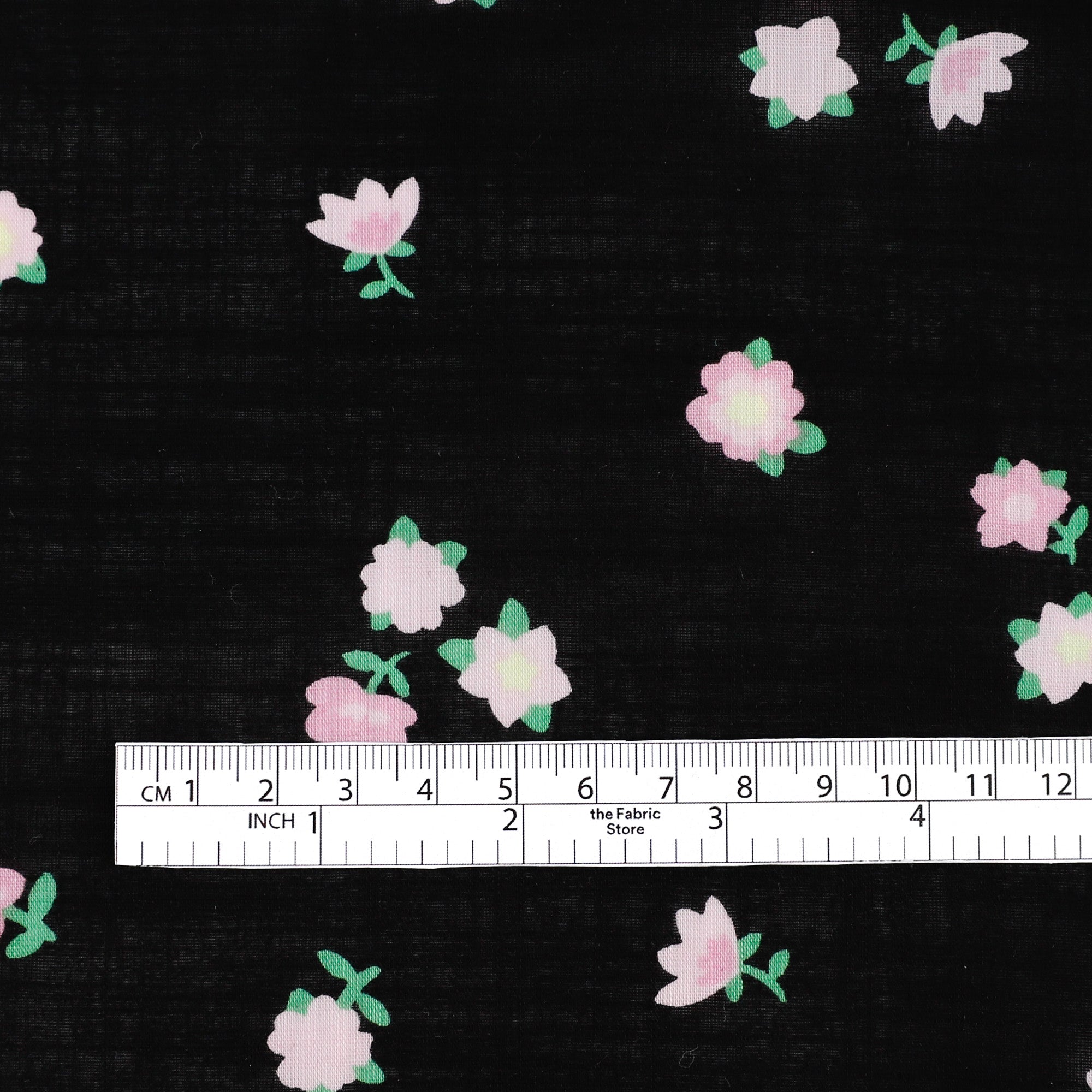 Cute Flower Slubby Cotton - Black