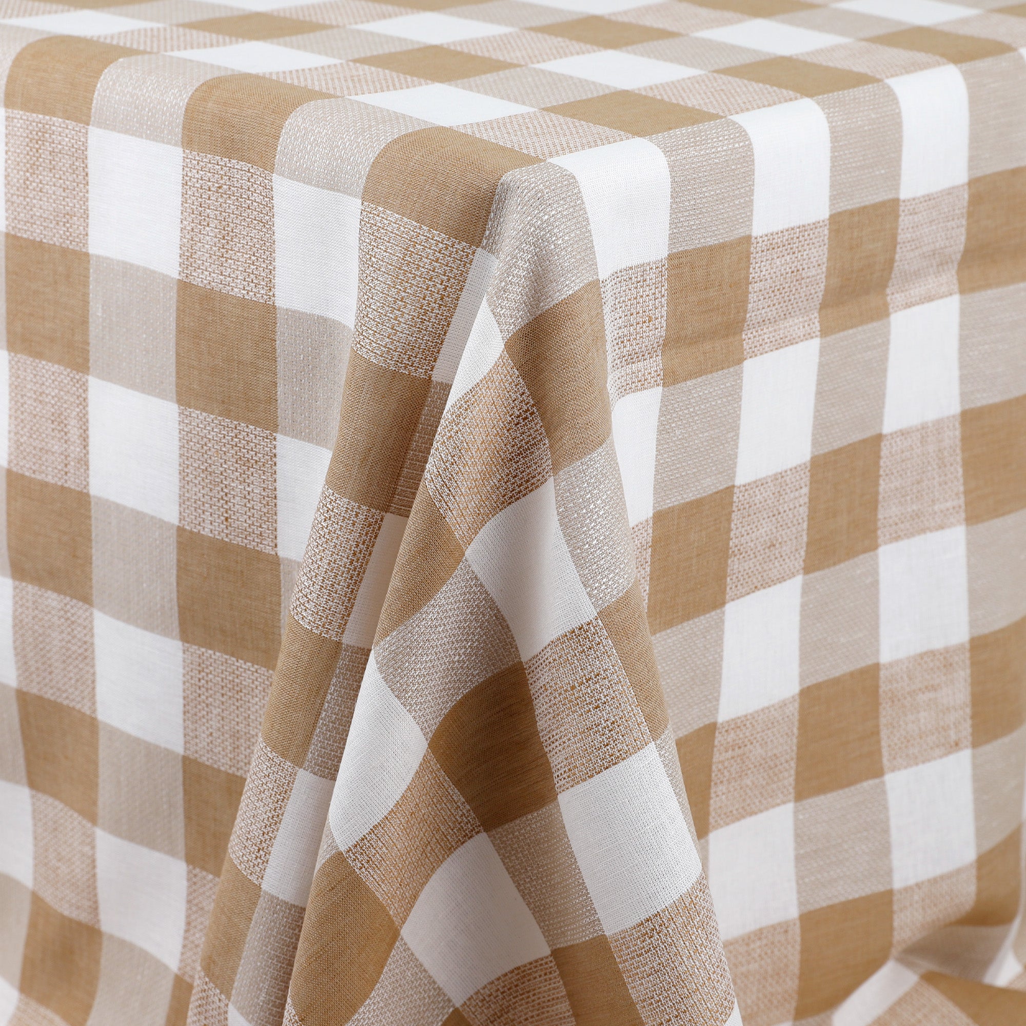 Textured Check Cotton / Linen - Tea