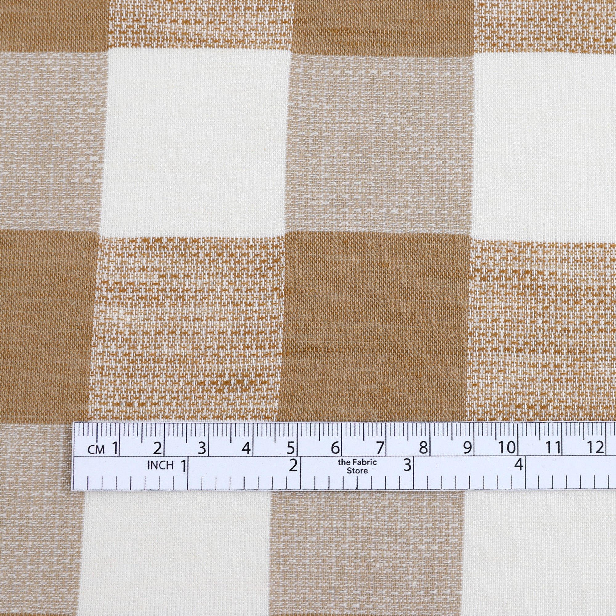 Textured Check Cotton / Linen - Tea