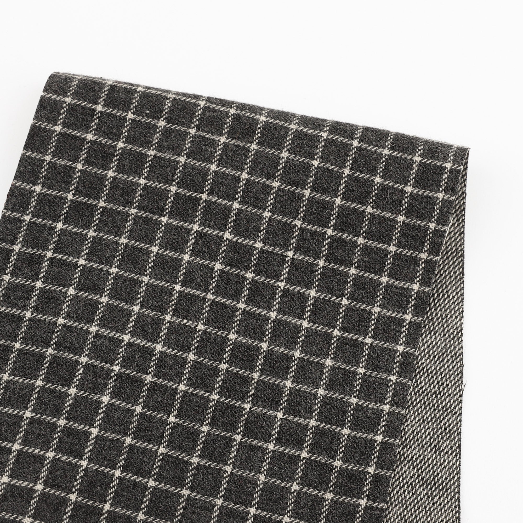 Reversible Grid Cotton Flannel - Gunmetal