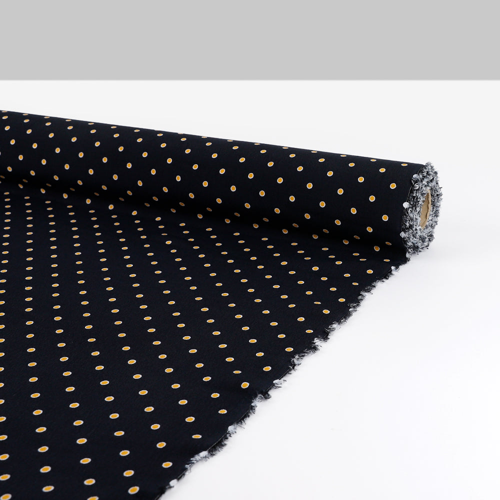 Yellow Spot Viscose Crepe - Midnight