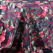 Rose Embroidered Tulle - Blue Mix