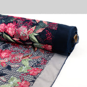 Rose Embroidered Tulle - Blue Mix