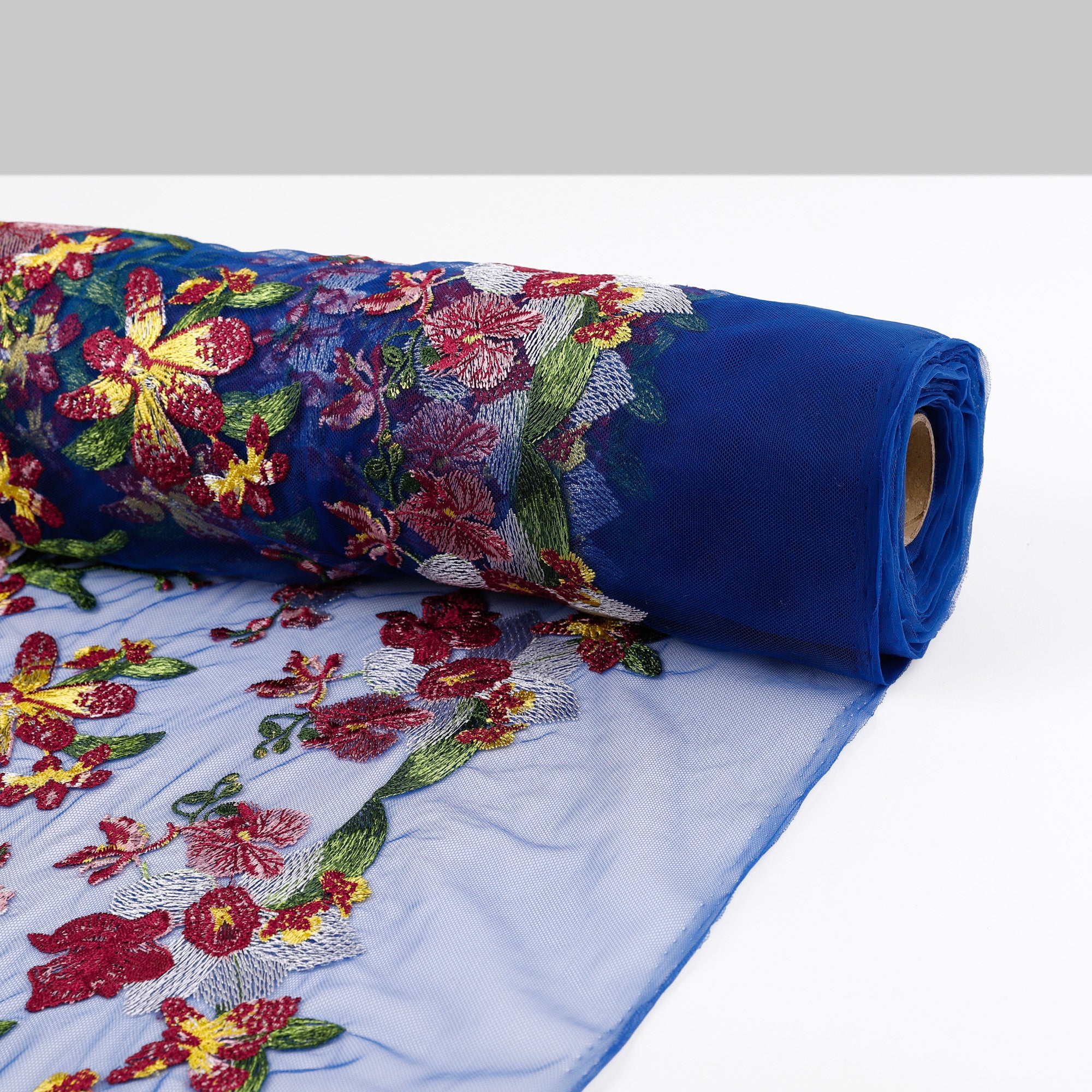 Orchid Embroidered Tulle - Blue Primary