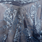 Peony Embroidered Tulle -  Navy / Powder