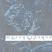 Peony Embroidered Tulle -  Navy / Powder