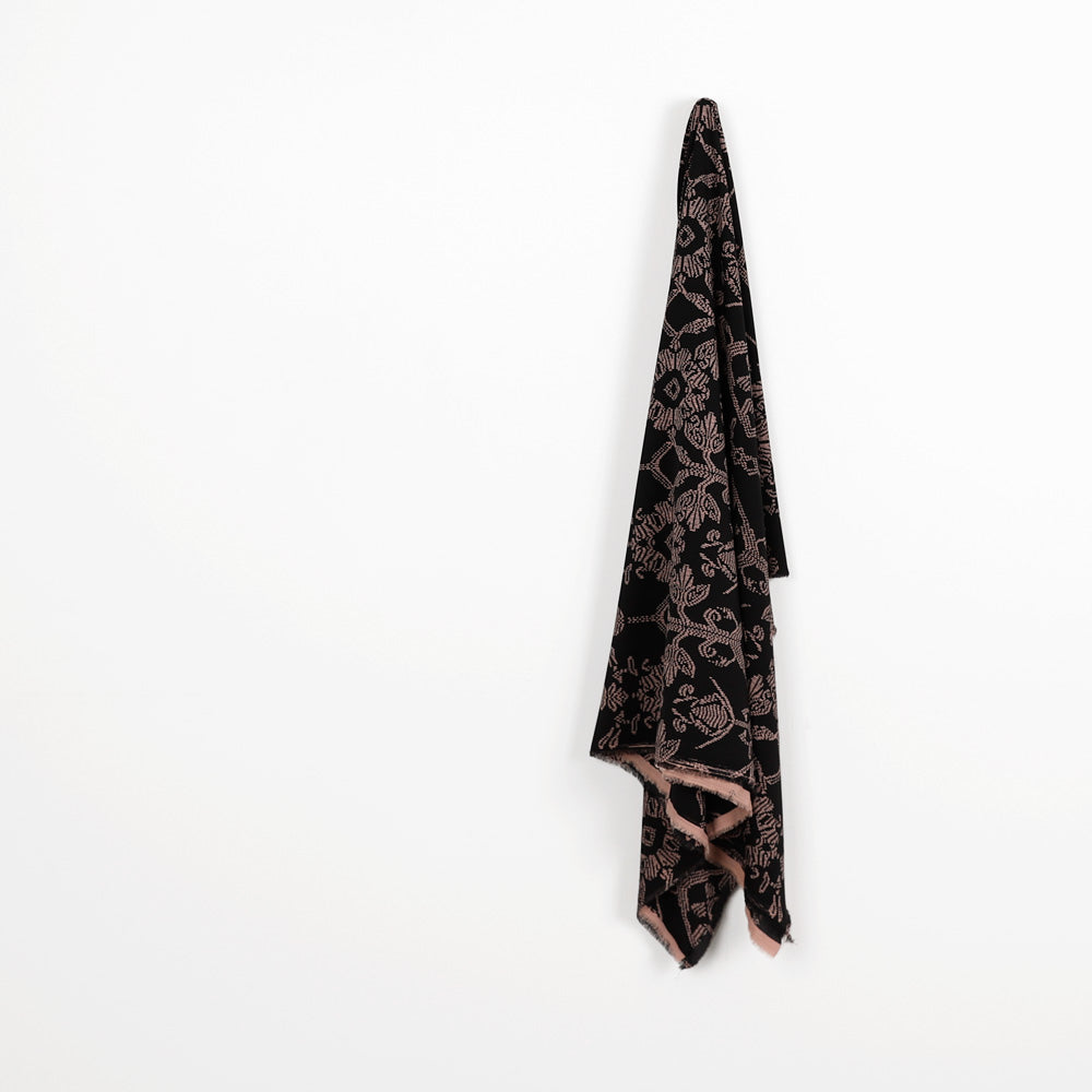 Dotty Line Poly Crepe - Black / Taupe