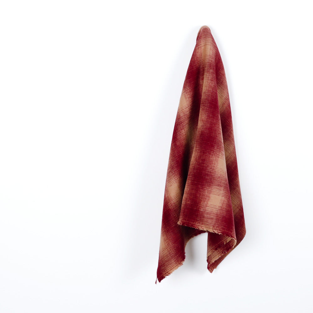 Double Faced Ombre Check Coating - Maroon