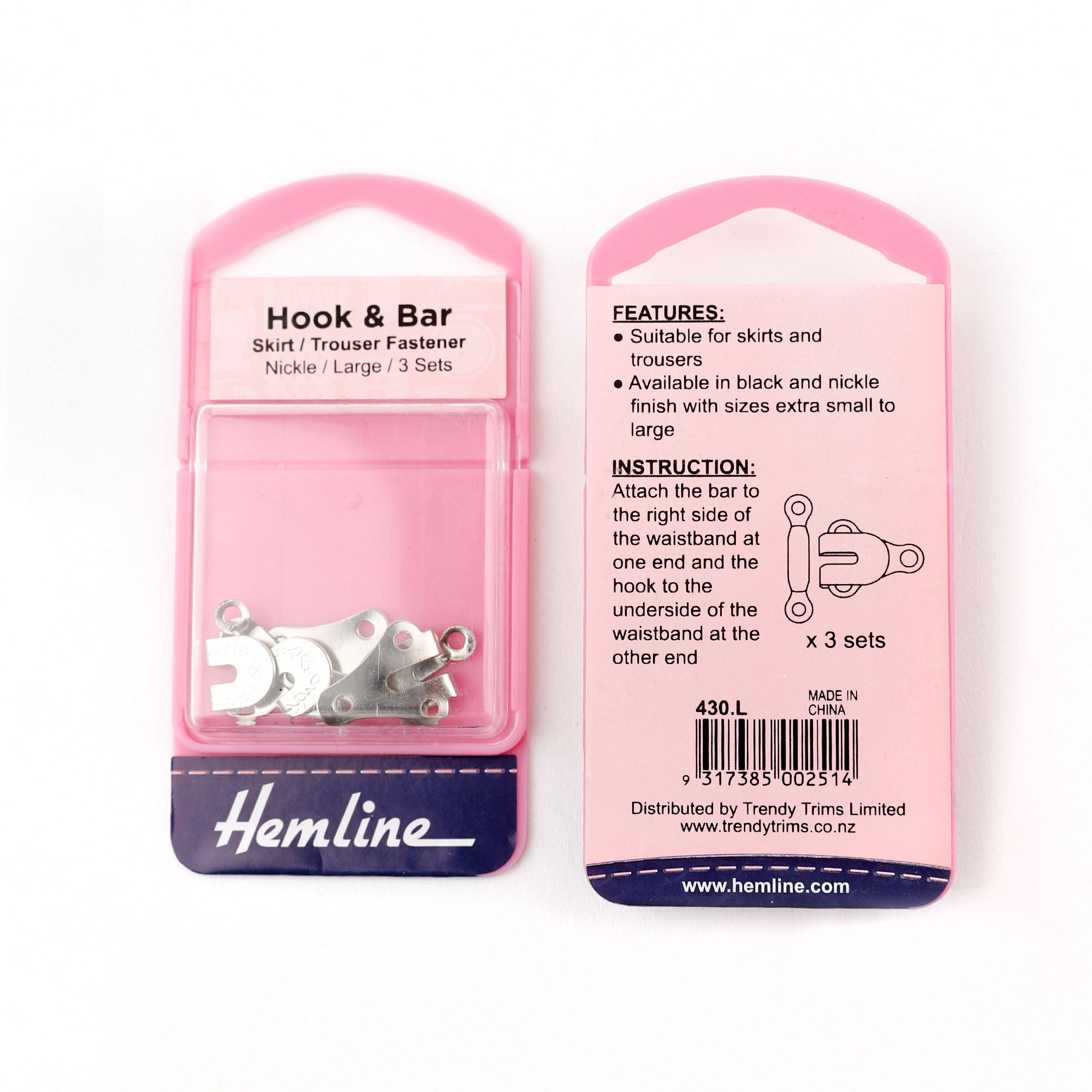 Hook & Bar 3pk - Nickel