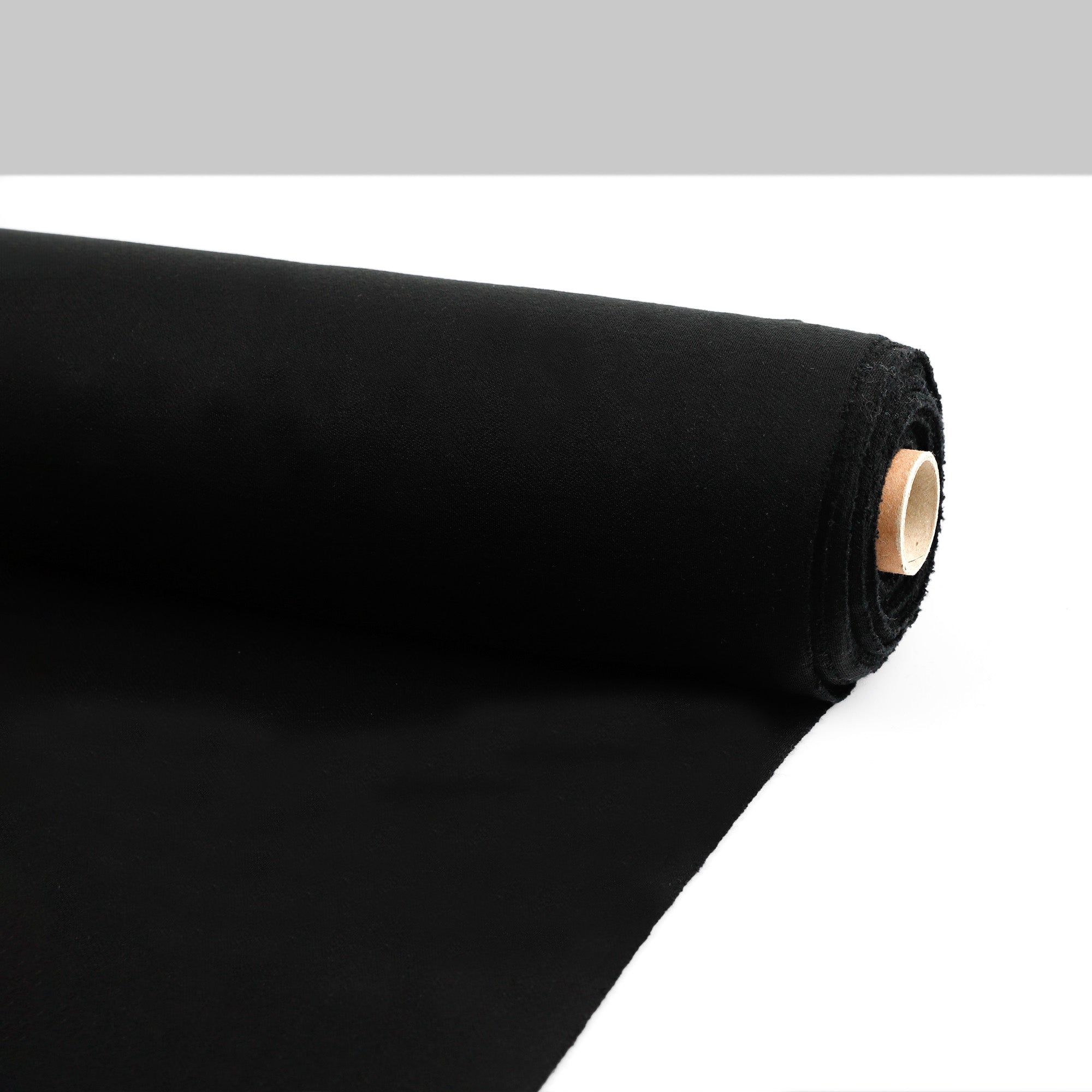 Merino Herringbone Sweatshirting - Black