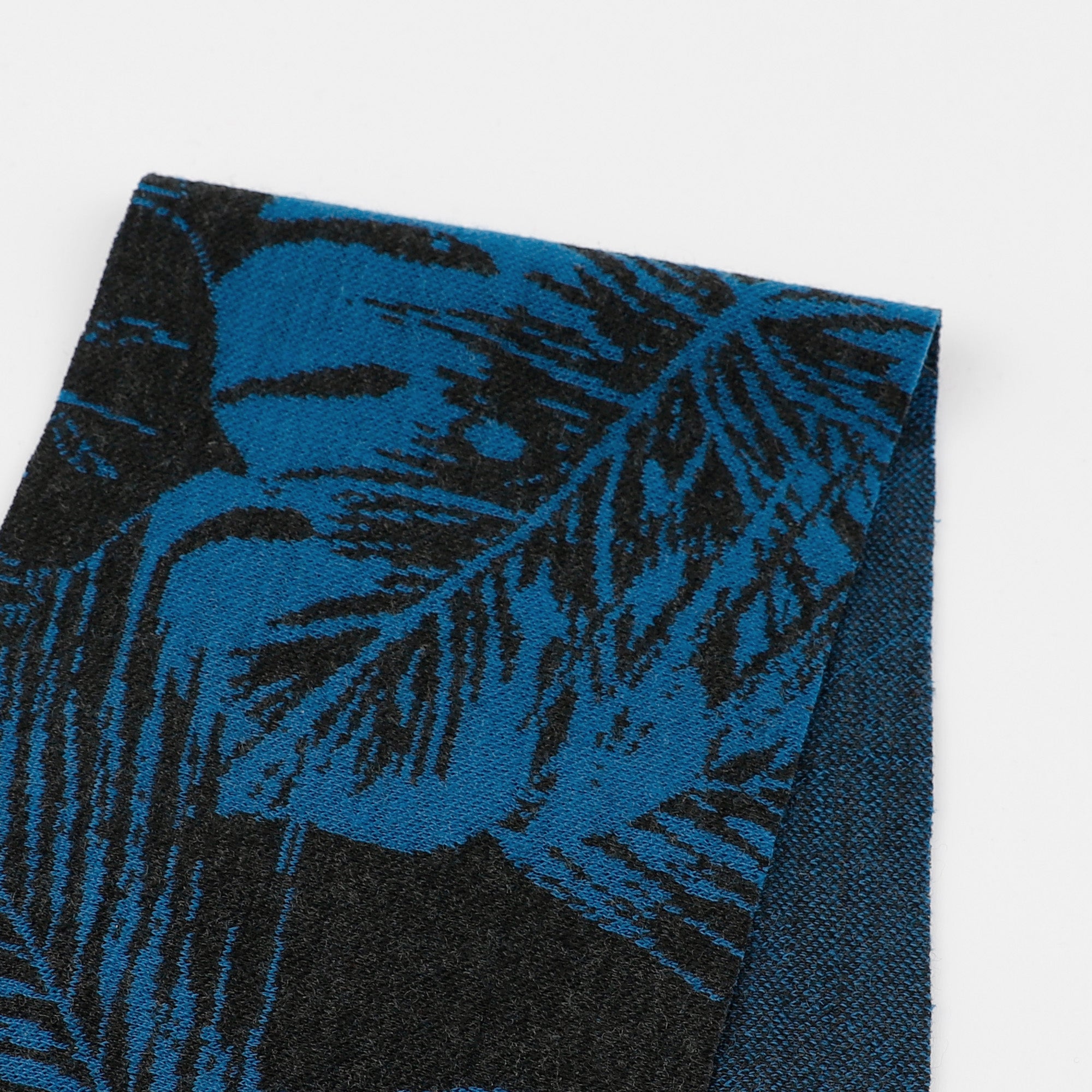 Abstract Leaves Merino Jacquard - Blue Tone