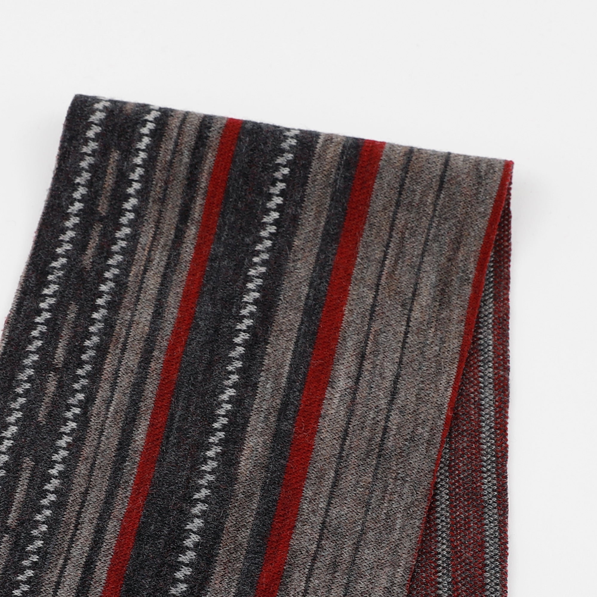 Striped Merino Jacquard - Red / Grey