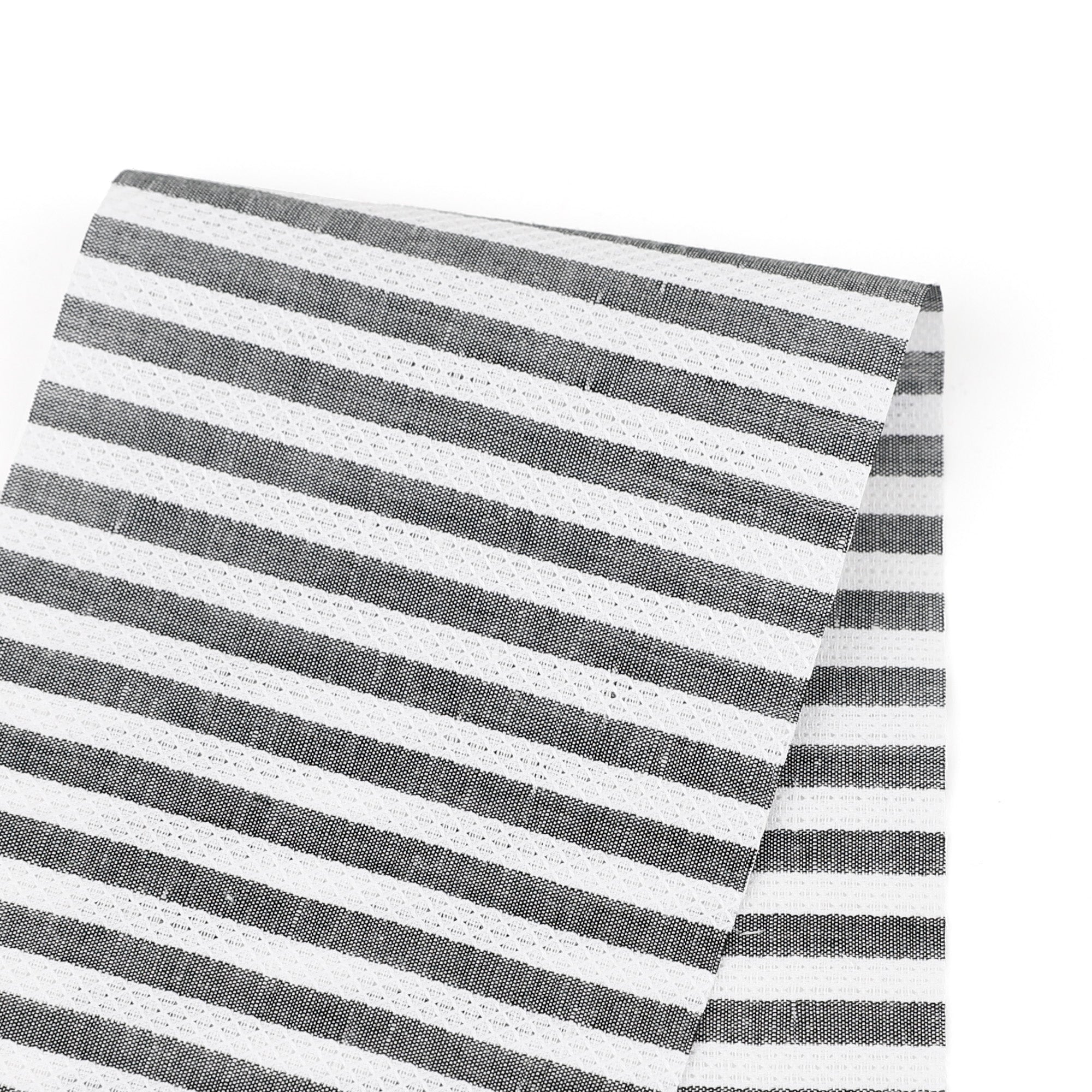 Latice Weave Stripe Cotton - Grey / White