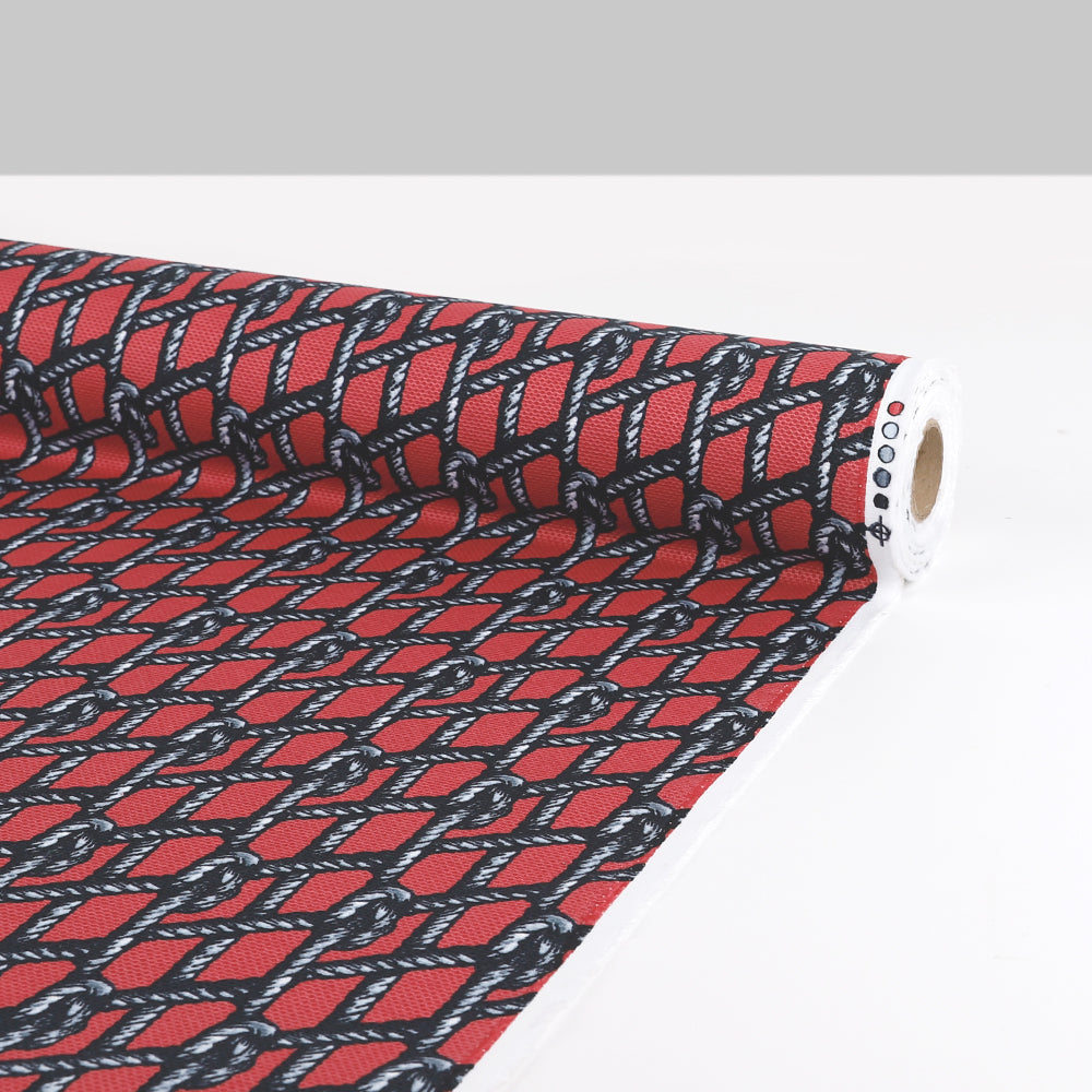 Nautical Knot Textured Cotton - Carmine