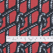 Nautical Knot Textured Cotton - Carmine