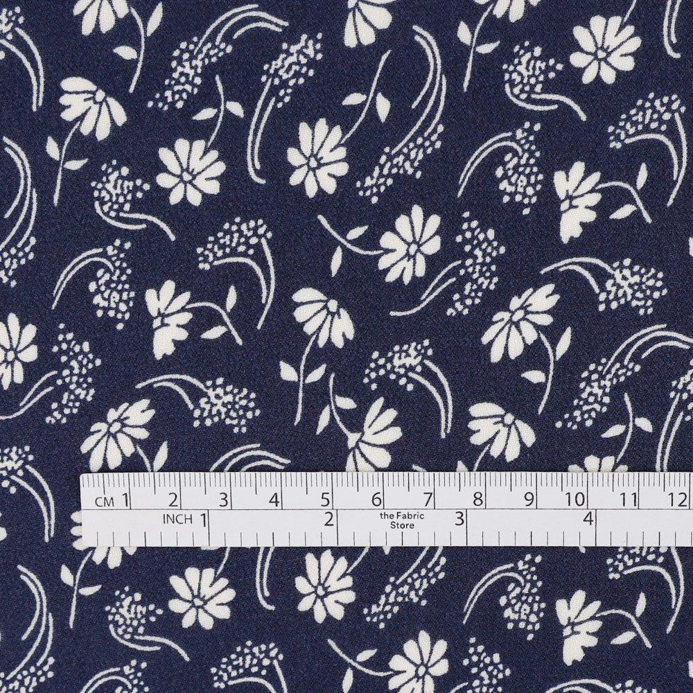 Gypsophila Daisy Viscose Georgette - Navy