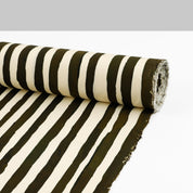 Painted Stripe Cotton Poplin - Dark Olive