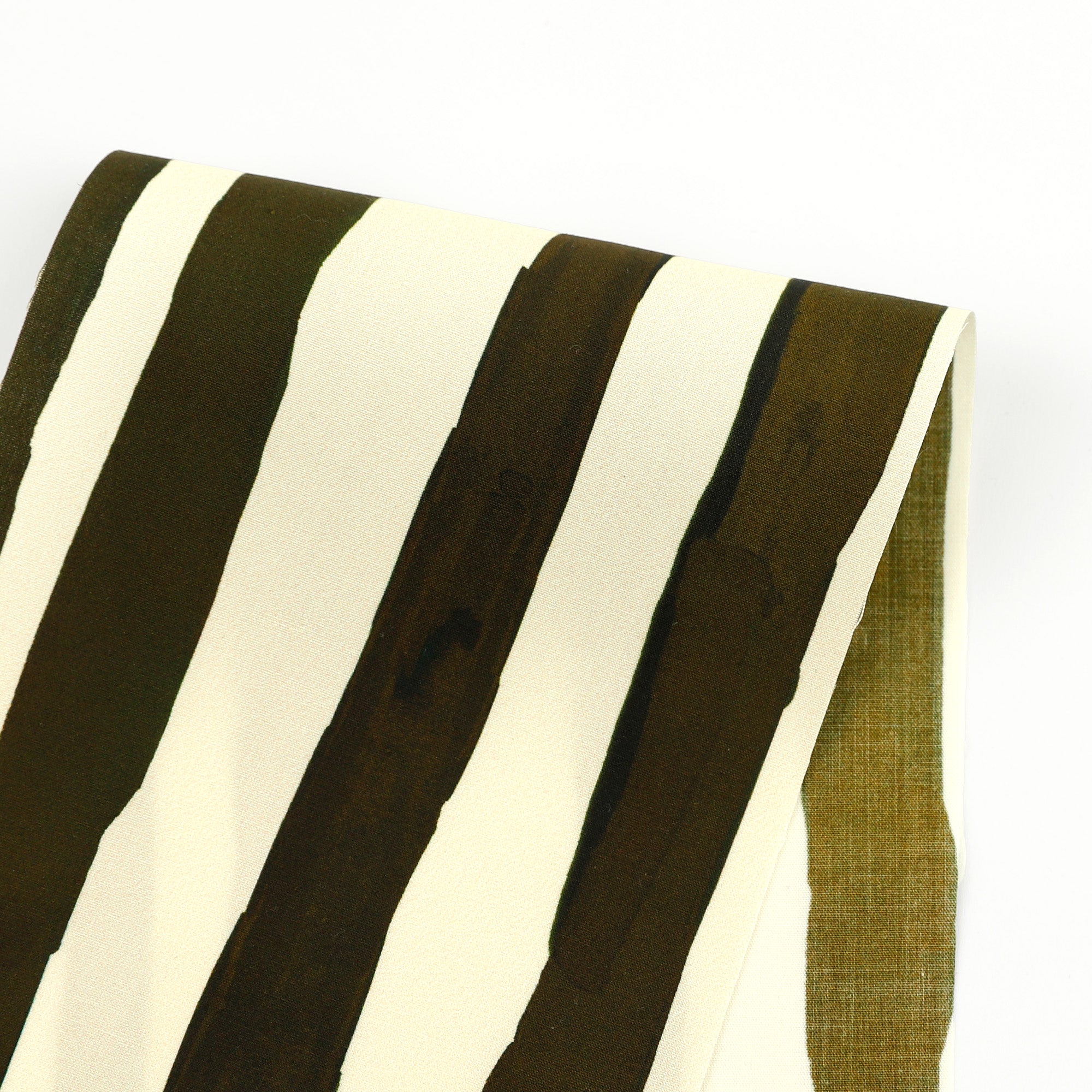 Painted Stripe Cotton Poplin - Dark Olive