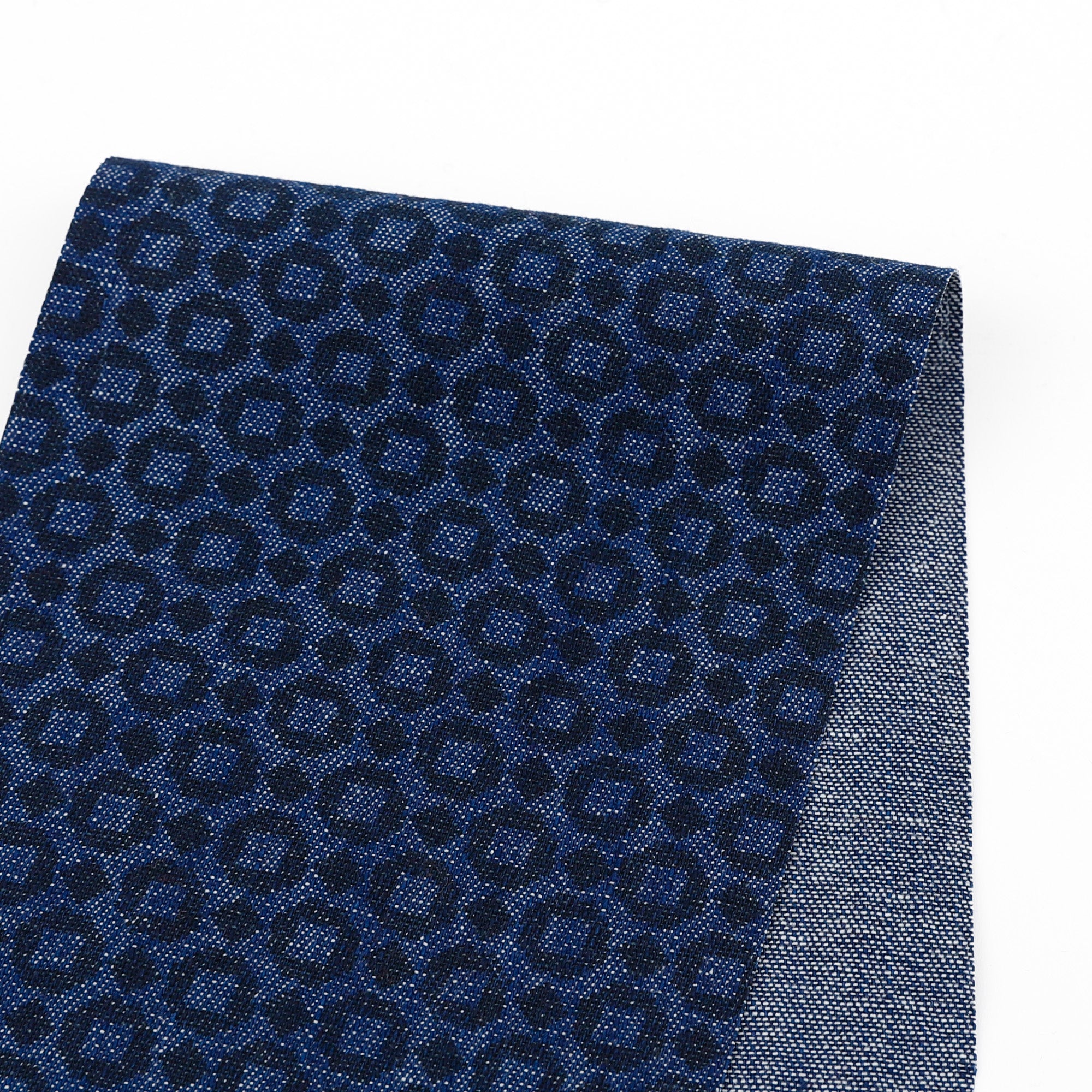 Circle Print Cotton Chambray - Indigo