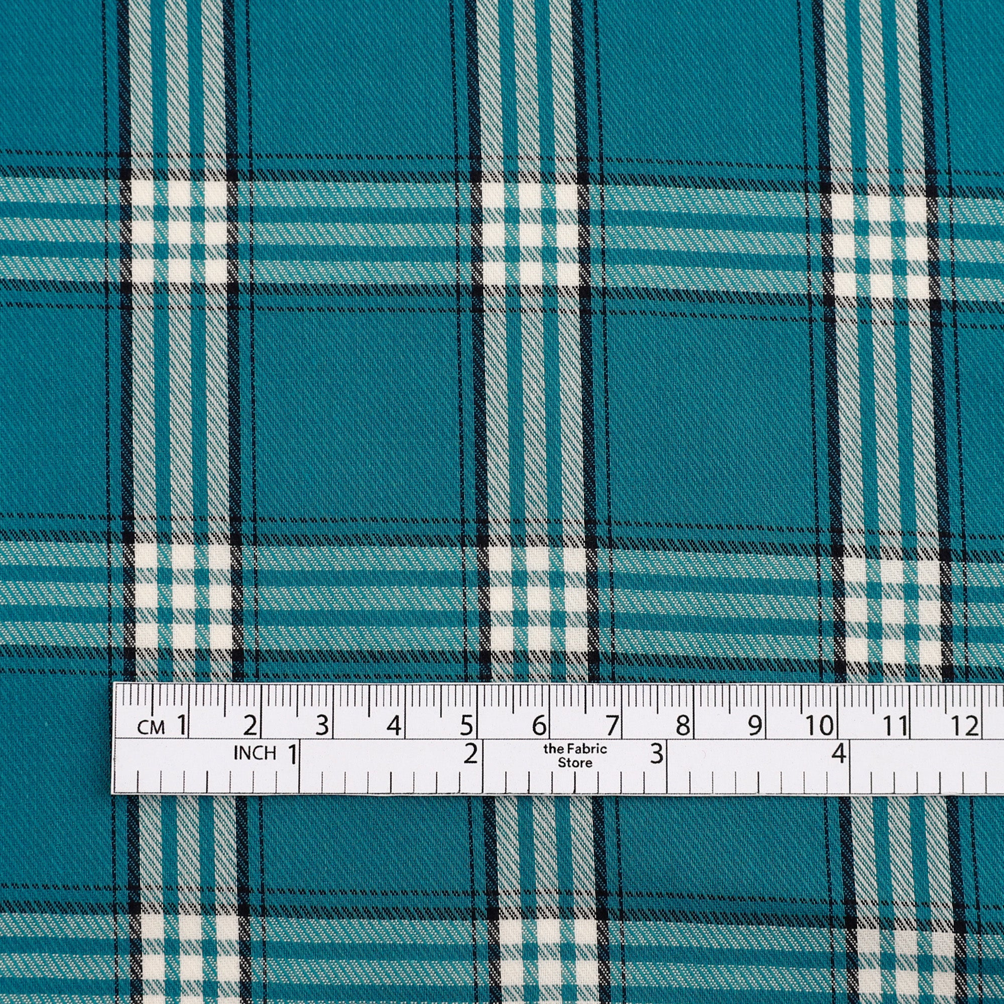 Lightweight Check Twill Cotton / Rayon - Ocean