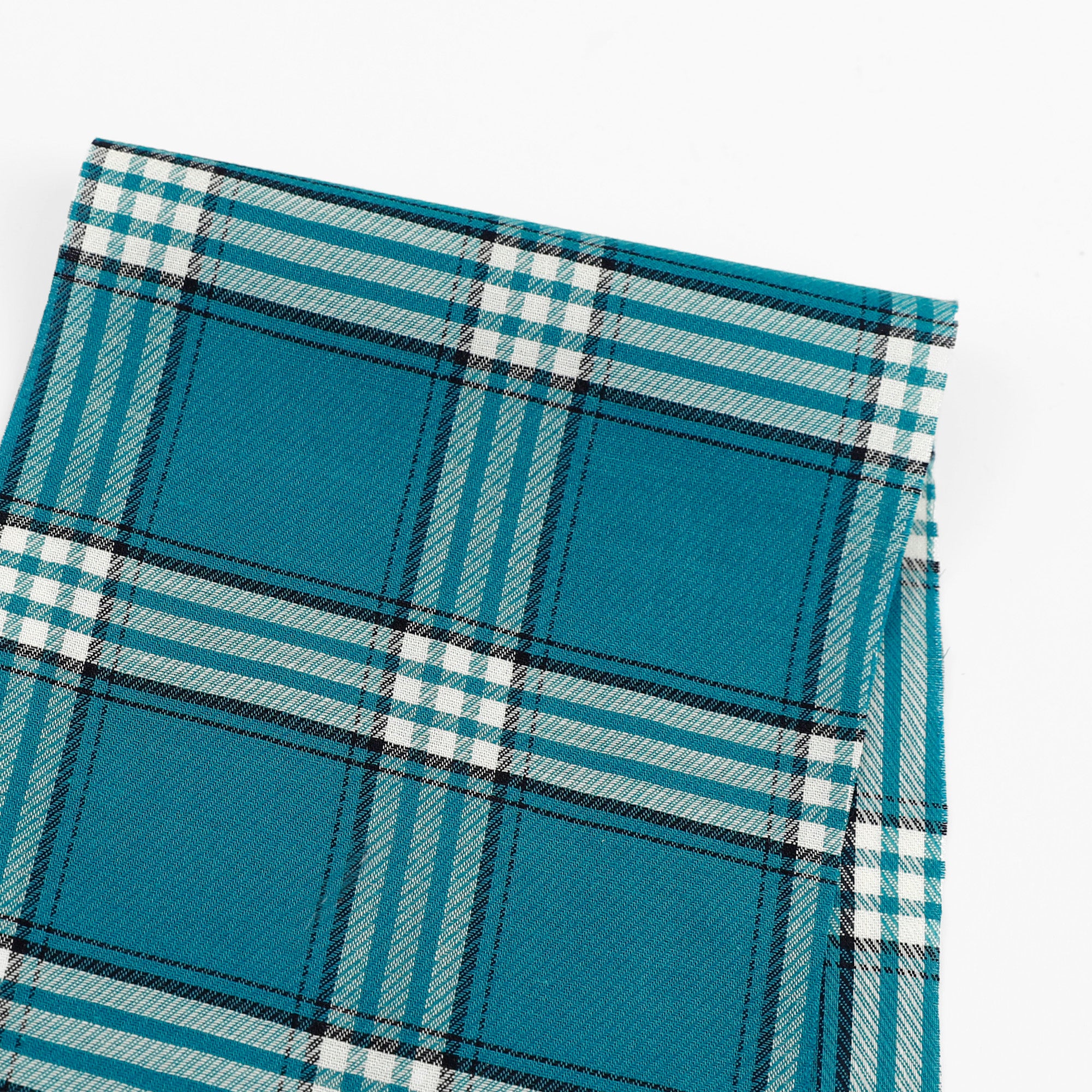 Lightweight Check Twill Cotton / Rayon - Ocean