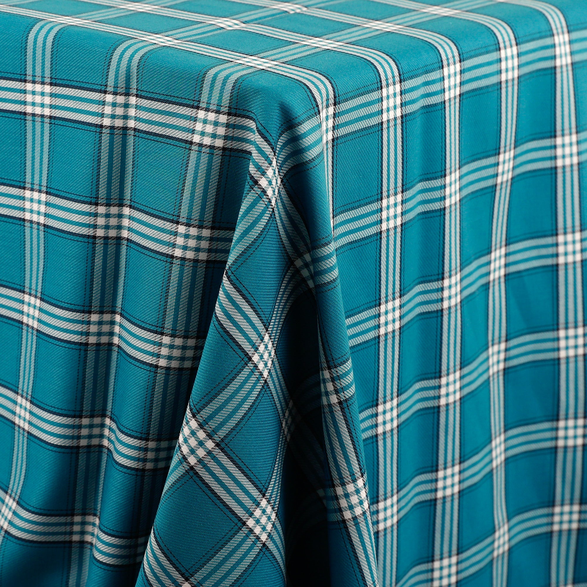 Lightweight Check Twill Cotton / Rayon - Ocean