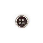 Metal / Poly Pie Button 22mm - Chocolate / Silver