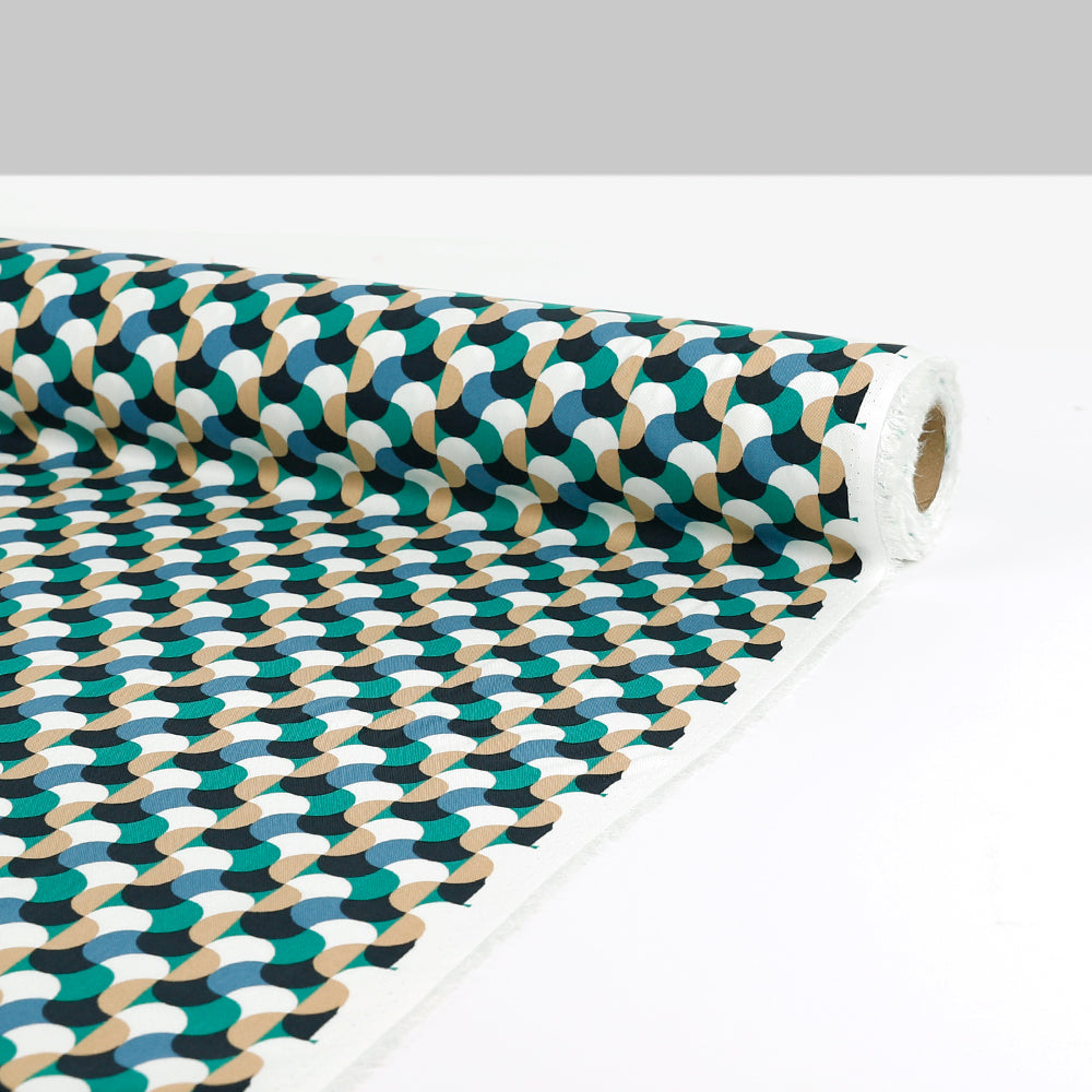 Retro Tile Viscose Twill - Chrysocolla