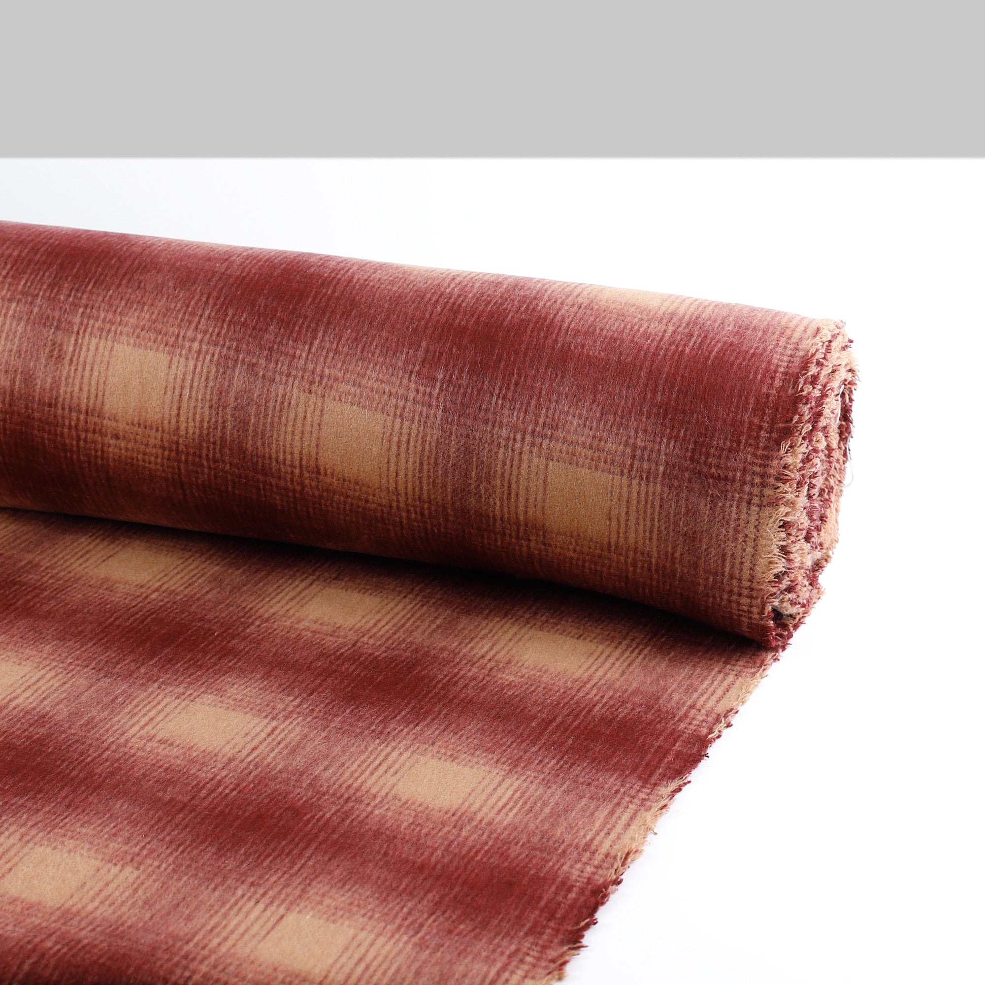 Double Faced Ombre Check Coating - Maroon