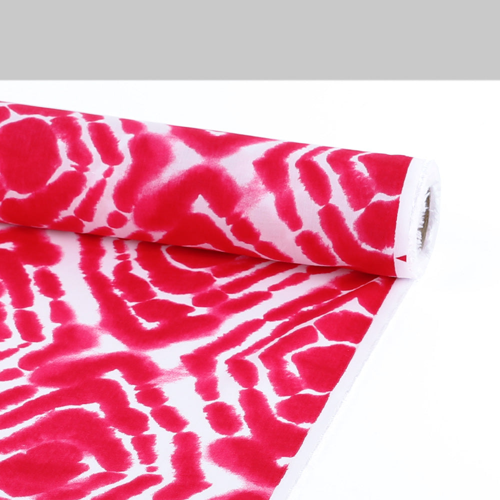 Tie Dye Diamond Cotton / Viscose - Raspberry