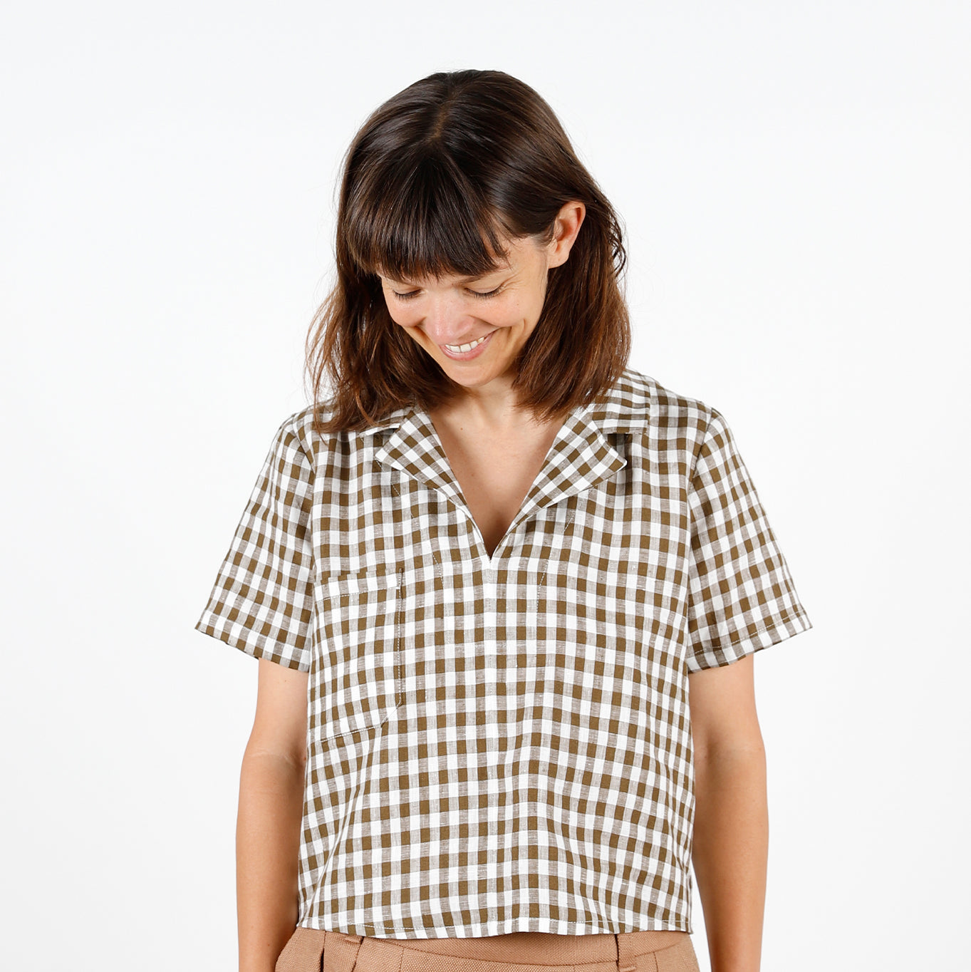 Gingham Linen - Olive