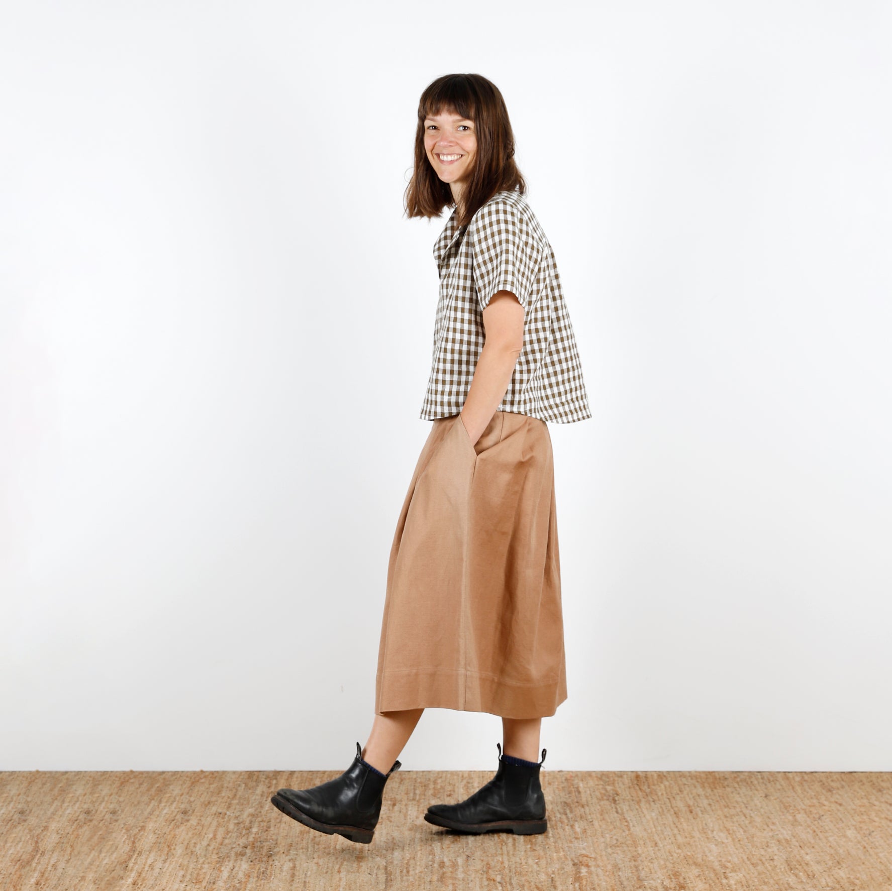 Gingham Linen - Olive