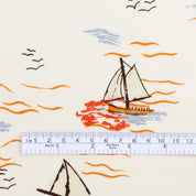Sail Boat Stretch Cotton Drill - Cream