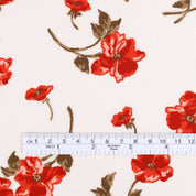 Scattered Poppy Viscose Crepe - Cream