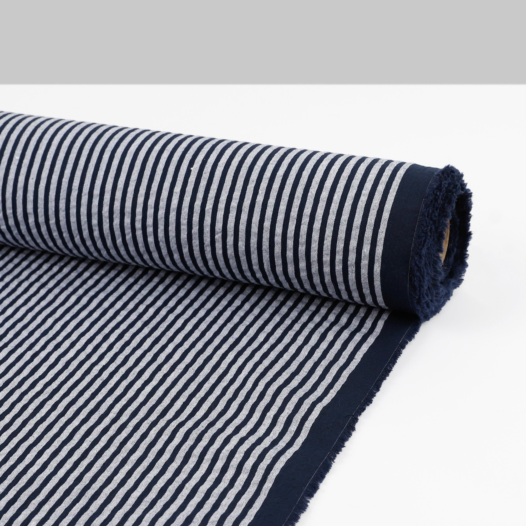 Stripe Stretch Seersucker Cotton - Navy